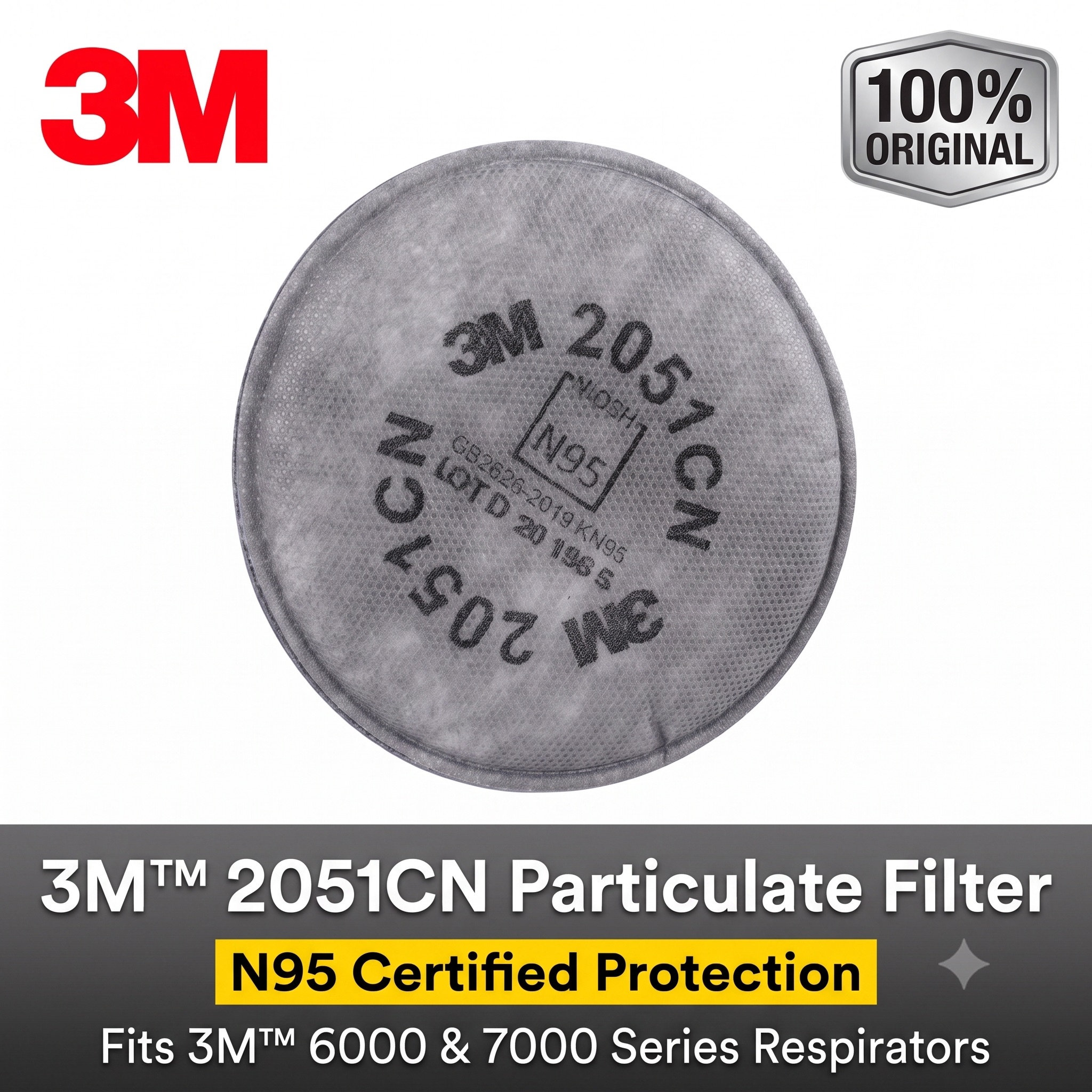 Filter Replacement N95 - 3M 2051CN N95 Deeltjesfilter Katoen Stofdicht