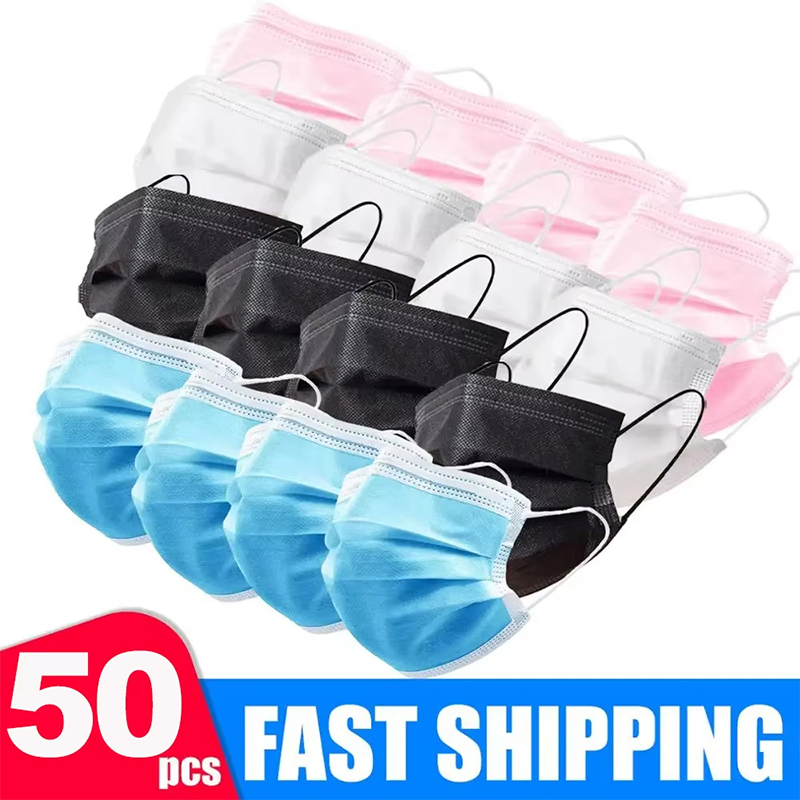 Disposable Mask Blue - 50 stuks unisex 3-laags masker gezichtsmaskers