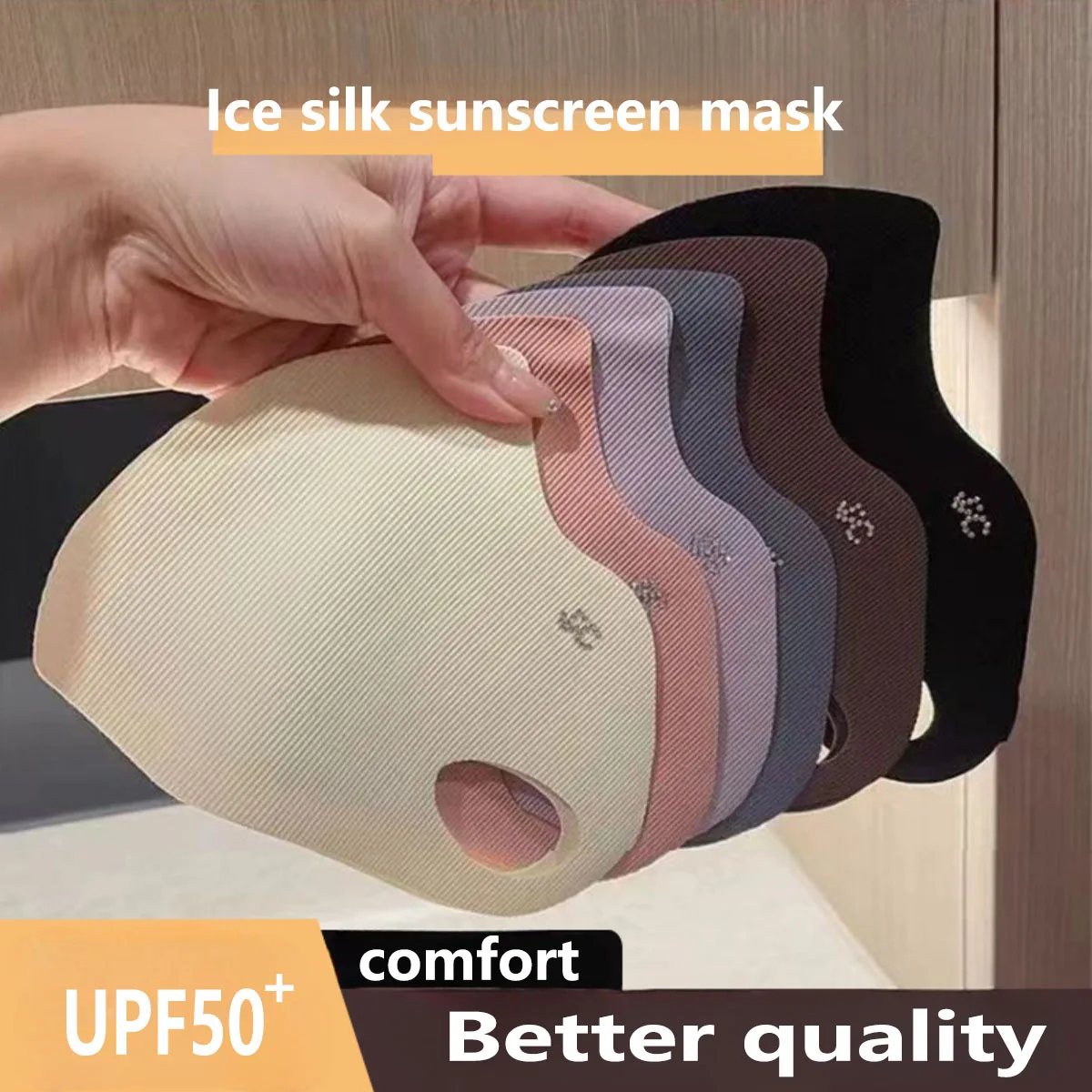Cloth Face Mask Washable - 5 kleuren ijszijdemasker met schroefdraad, effen