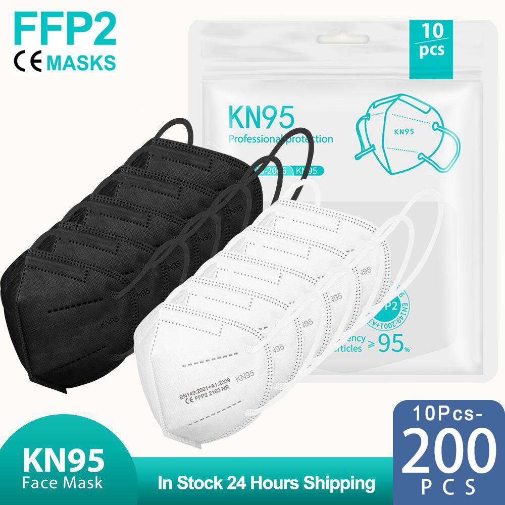 Disposable Surgical Mask - 10-200PCS mascarillas fpp2 Zwart KN95 CE