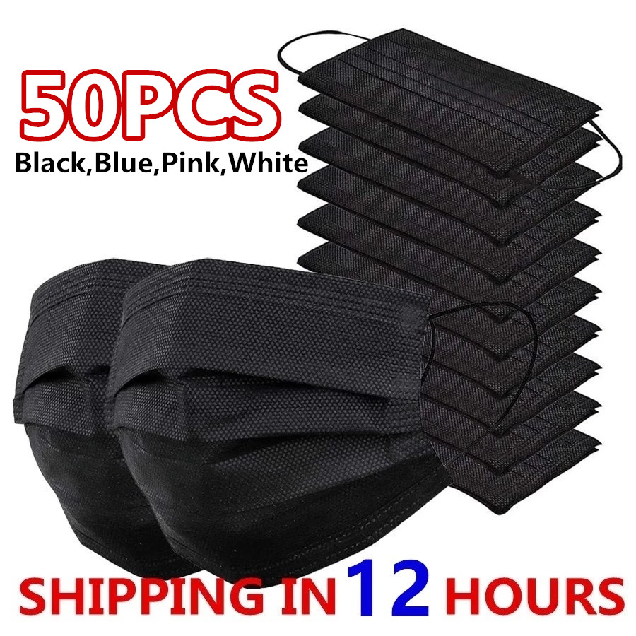 Black Face Mask Pack - Maskers 3-laags masker Gezichtsmaskers Smeltgeblazen doek