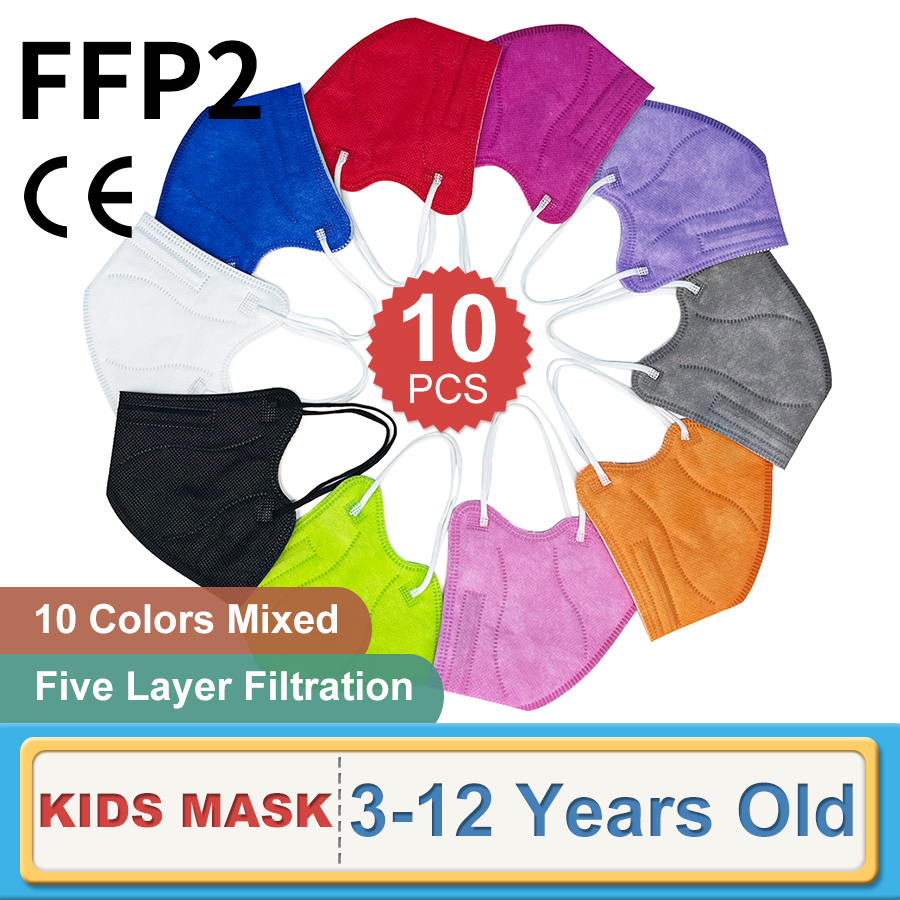 Kids Face Mask - 10 Stuks Kinderen Ffp2 Gezichtsmasker Kn95