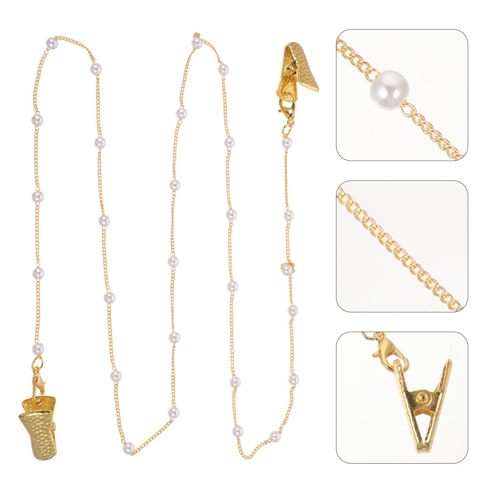 Mask Chain Holder - Huidvriendelijke, roestbestendige metalen brillenketting met parels,