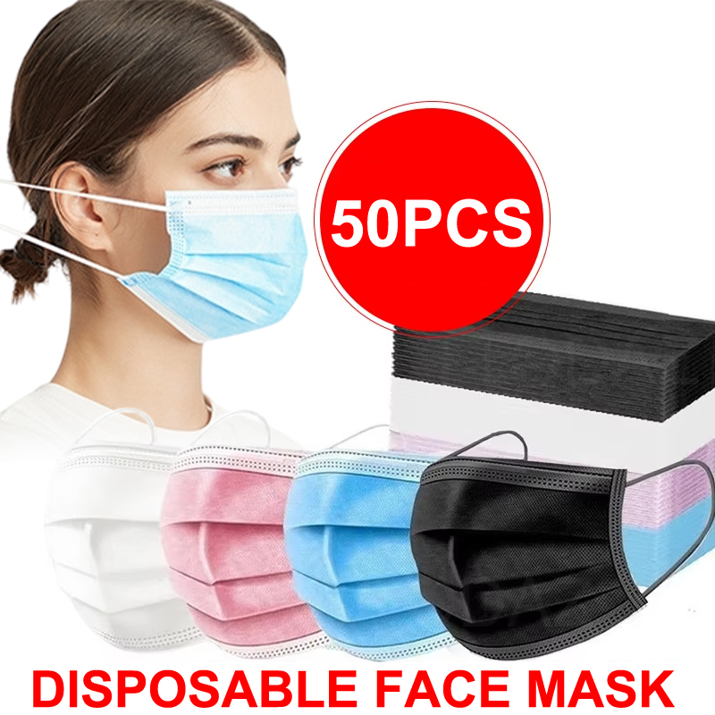 Disposable Mask Blue - 50 stuks 3-laags masker gezichtsmaskers smeltgeblazen