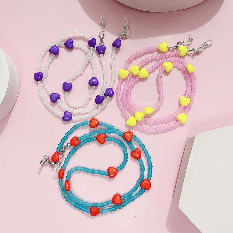 Mask Chain Holder - Trendy Perzik Hart Anti Slip Leesbril