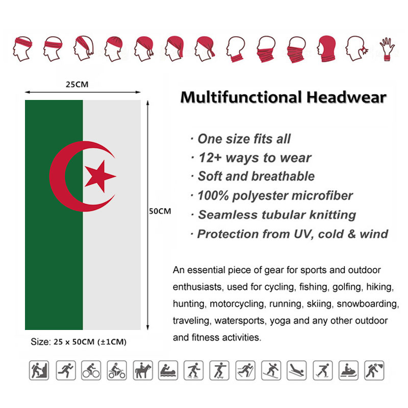 Algeria Vlag Bedrukt Bandana H - Neck Gaiter Face Cover recensie en prijs