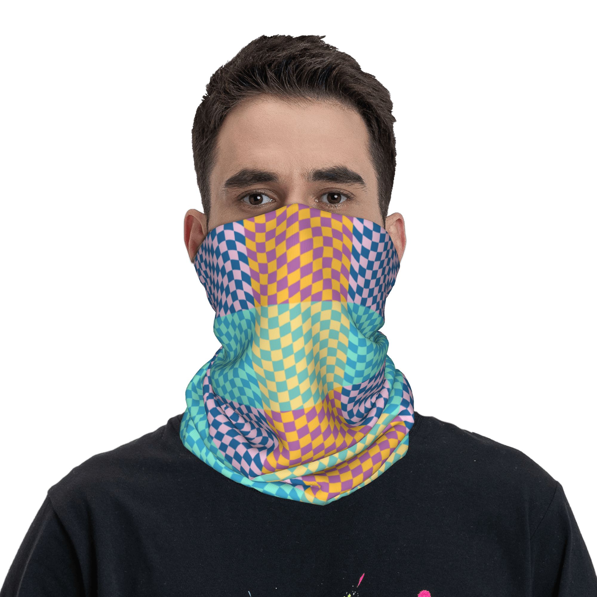 Aangepaste gekleurde geruite b - Neck Gaiter Face Cover recensie en prijs